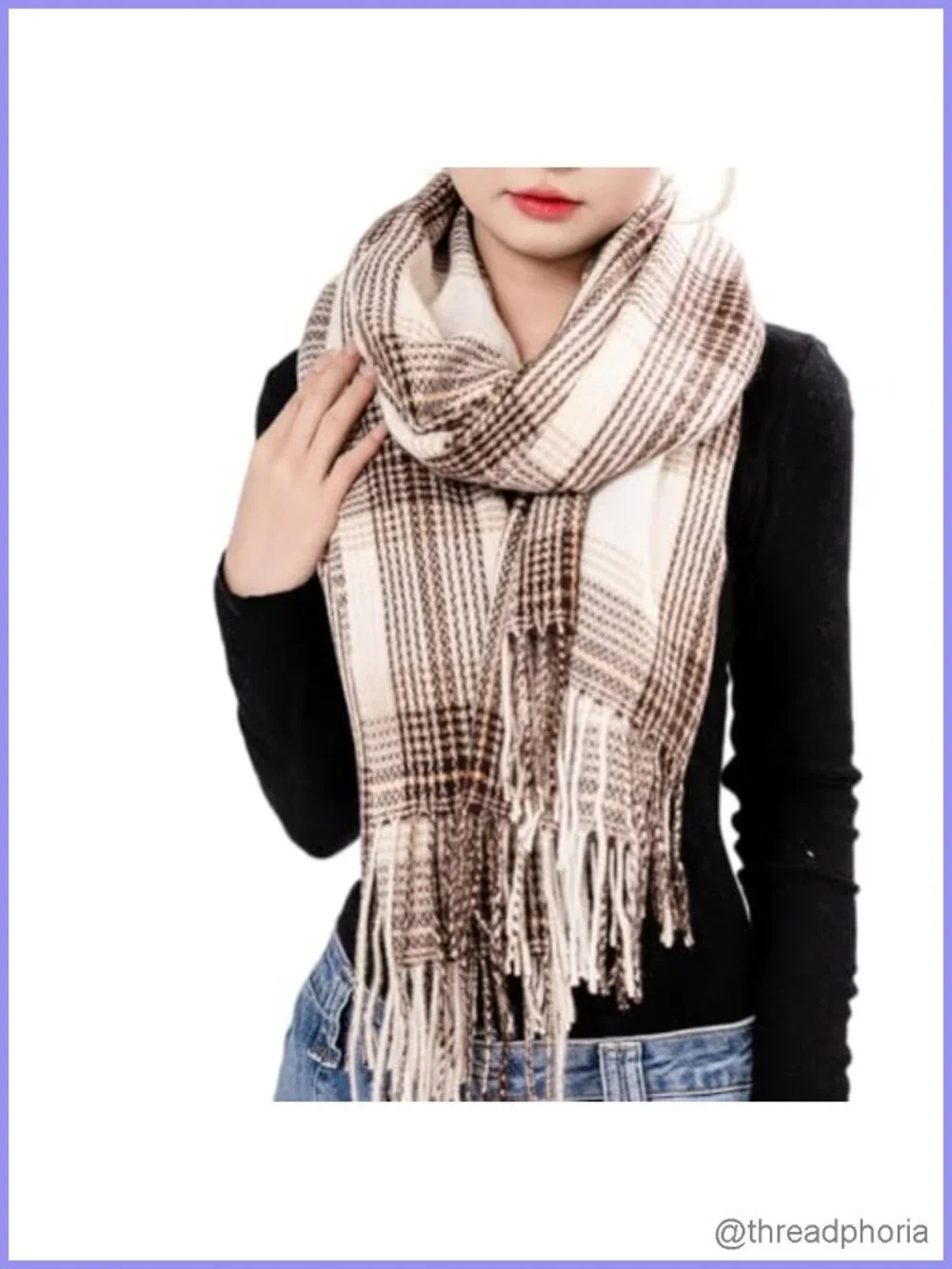 Women's Large Plaid Winter Scarf Wrap Shawl 100% Polyester Warm Blanket Scarf